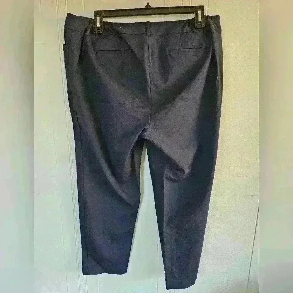 Talbots Navy Blue Hampshire Ankle Flat Front High-Waist Pants Plus 18W EUC